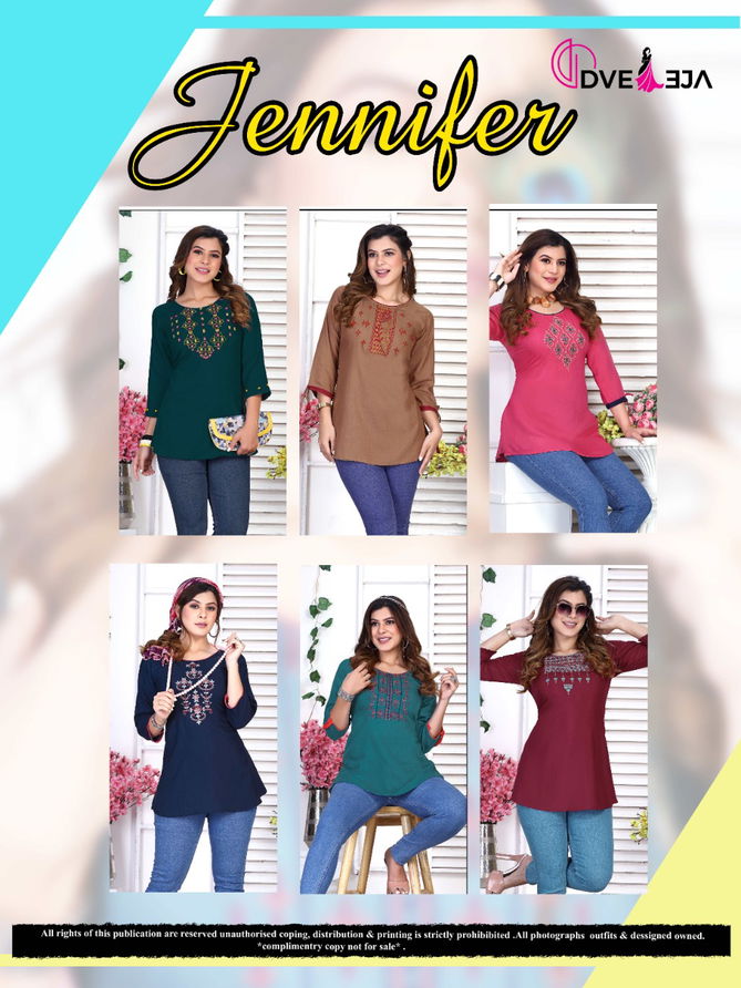 Dveeja Jennifer New Designer Fancy Ethnic Wear Rayon Top Collection